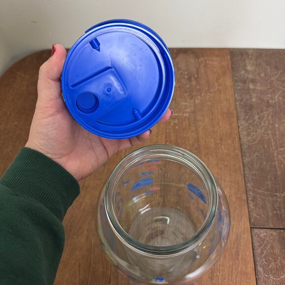 Vintage GALLON Blue Pink‎ Birdhouse Design Glass Drink Dispenser - Picture 8 of 11